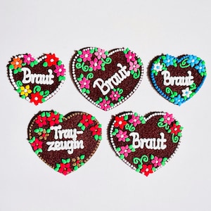 Premium gingerbread felt heart, customizable, clip-on