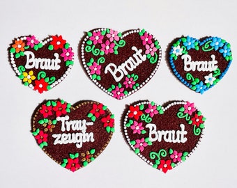 Premium gingerbread felt heart, customizable, clip-on