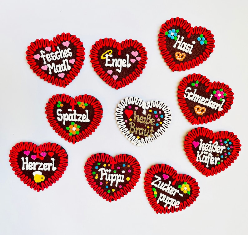 Gingerbread felt heart, customizable, clip-on image 6