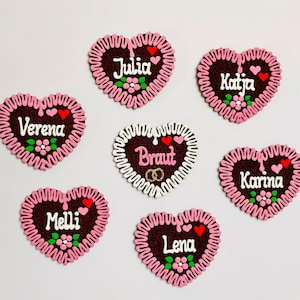 Heart with your text, gingerbread felt heart, W x H 7.5 x 6.5 cm