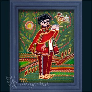 Popolare ucraino, tradizionale dipinto su vetro Fatto a mano Incorniciato, Vetro dipinto, Decorazione murale Pysanka Pasqua 11 x 14 cm