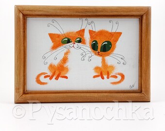 Funny gift picture "Cat", handmade, painting, graphics, wall decor by Ukrainian artist. , Wall decor  12x17 cm (4,7"х6,7")