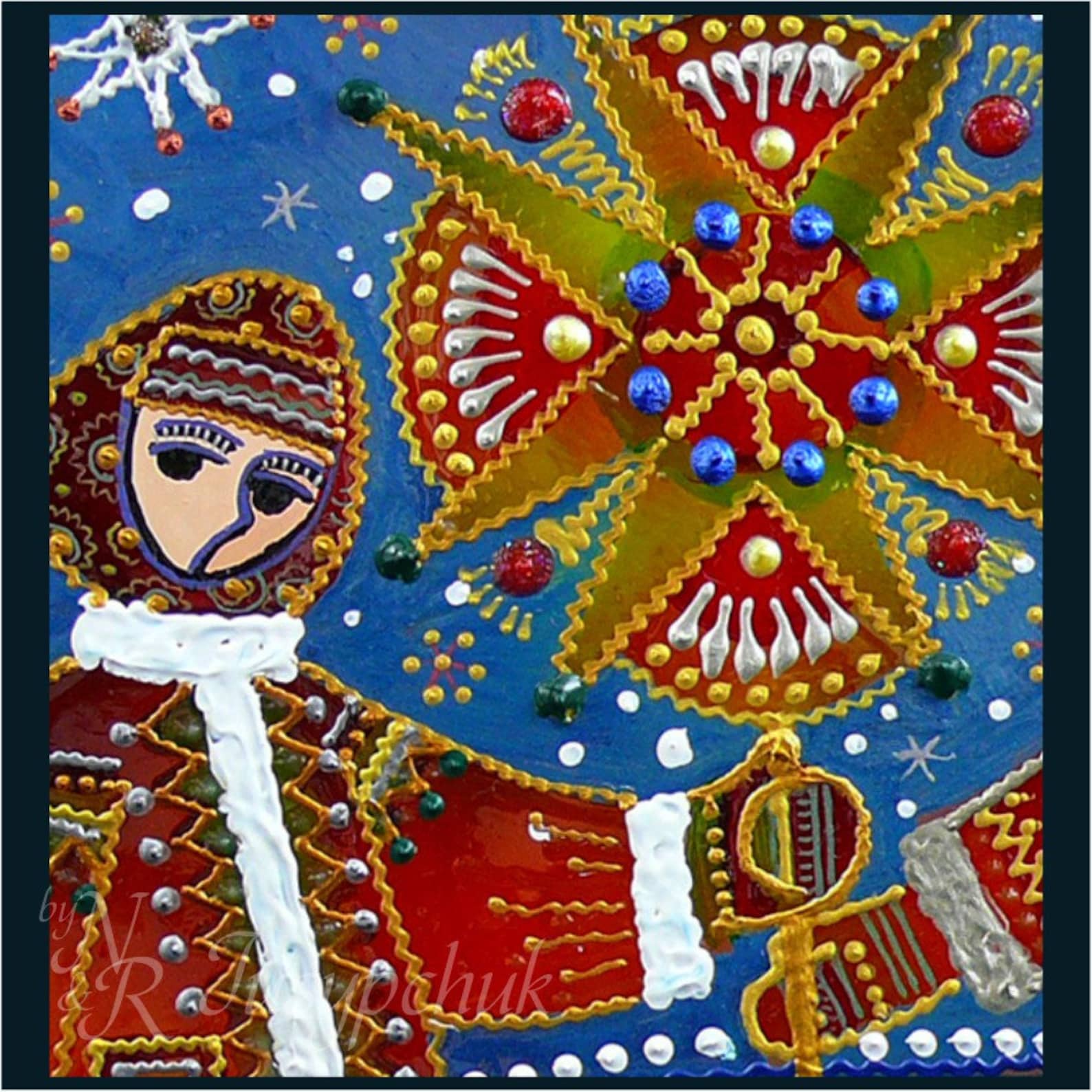 Ukrainian Folk Traditional Painting on Glass Hand Made Etsy