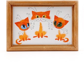 Funny gift picture "Cat", handmade, painting, graphics, wall decor by Ukrainian artist. , Wall decor  12x17 cm (4,7"х6,7")