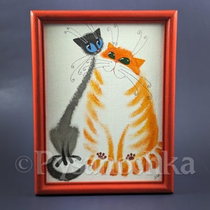 Image cadeau amusante « Chat », faite main, peinture, graphisme, décoration murale par un artiste ukrainien. Décoration murale 17x22 cm (6,7"х8,7")