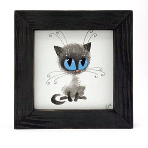 Image cadeau amusante « Chat », faite main, peinture, graphisme, décoration murale par un artiste ukrainien. Décoration murale 12x12 cm (4,7"х4,7")