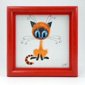 Image cadeau amusante « Chat », faite main, peinture, graphisme, décoration murale par un artiste ukrainien. , Décoration murale 12x12 cm (4,7"х4,7")