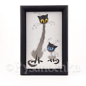 Image cadeau amusante « Chat », faite main, peinture, graphisme, décoration murale par un artiste ukrainien. , Décoration murale 12 x 17 cm (4,7"х6,7")
