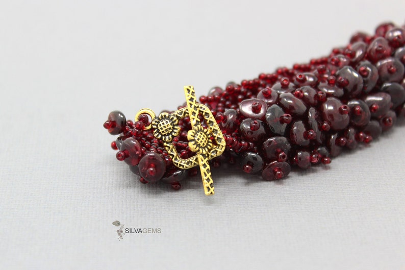 Statement Timeless Bracelet. Garnet Jewellery Red Bracelet Natural Garnet Heavy Gemstone Beaded Handmade Band Bracelet