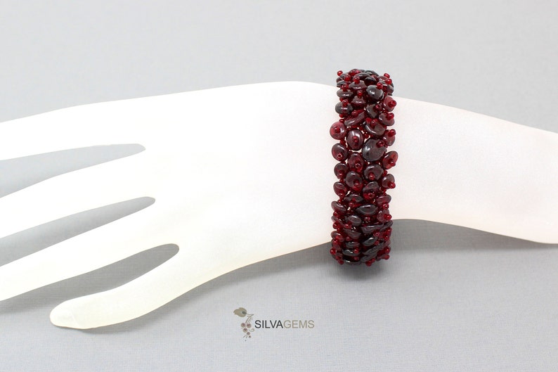 Statement Timeless Bracelet. Garnet Jewellery Red Bracelet Natural Garnet Heavy Gemstone Beaded Handmade Band Bracelet