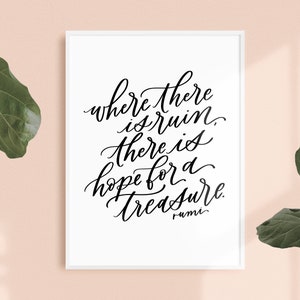 treasure / PRINTABLE art / rumi / calligraphy print / hand lettered quote image 1