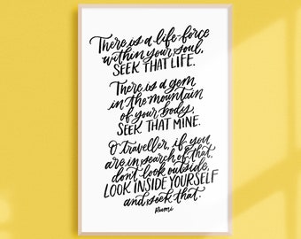 seek that / PRINTABLE art / rumi / calligraphy print