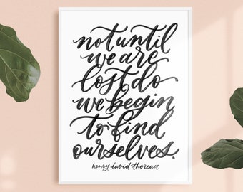 find ourselves / PRINTABLE art / thoreau / calligraphy print