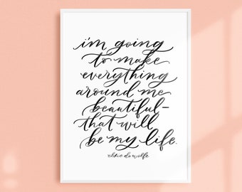 beautiful / PRINTABLE art / elsie de wolfe / calligraphy print / hand lettered quote