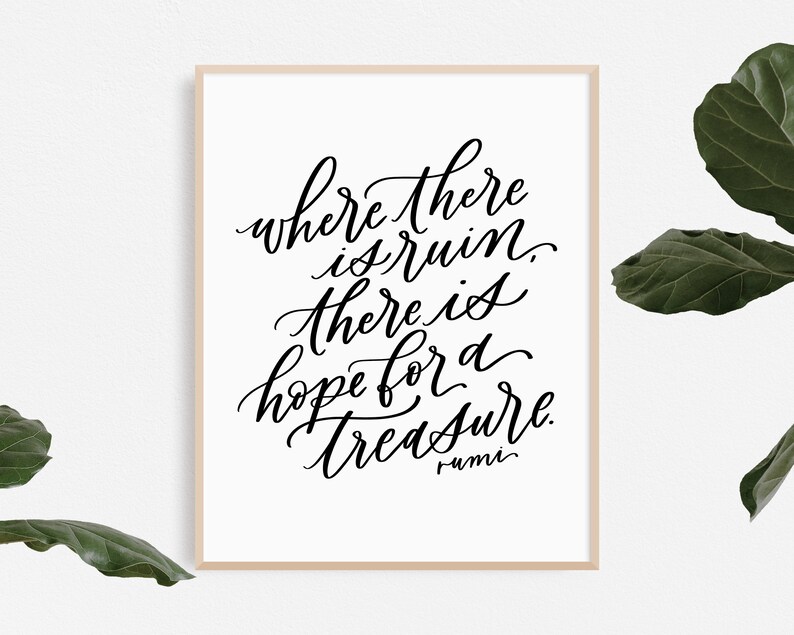 treasure / PRINTABLE art / rumi / calligraphy print / hand lettered quote image 4