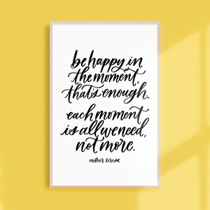 be happy / PRINTABLE art / mother teresa / calligraphy print / hand lettered quote image 3