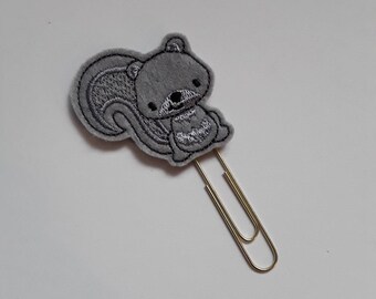 Nutty Grey Squirrel. Planner Feltie Clip.  Paperclip.  Felt Clip. Planner Gifts.  Stationery.