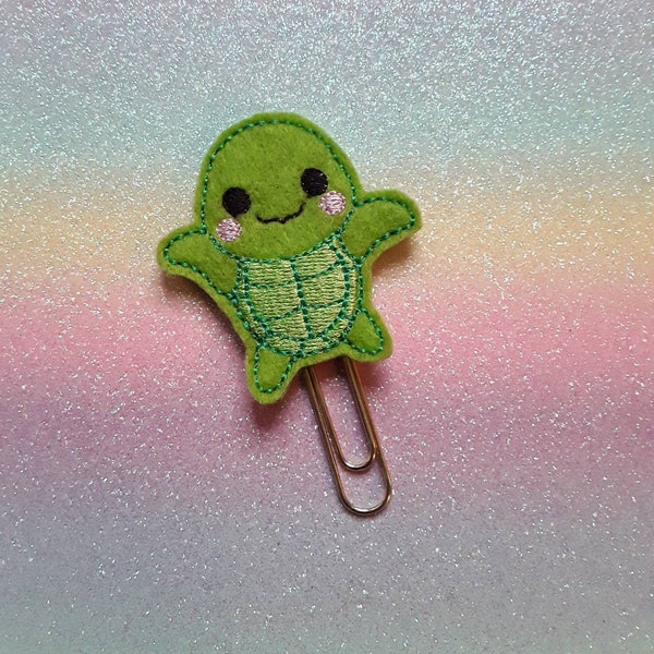Cute Happy Turtle.  Bookmark. Page Marker. Planner Feltie Clip.  Paperclip.  Felt Clip. Planner Gifts.  Stationery. UK SELLER!
