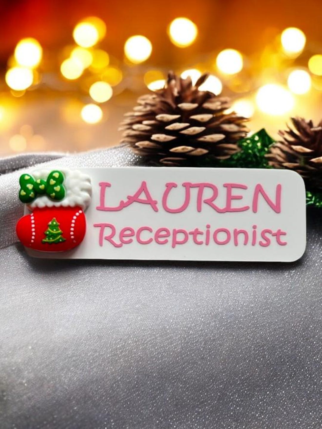 Adorable Resin Character Name Badges Perfect for Christmas Personalised