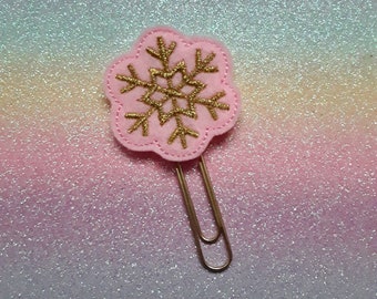 Pink Christmas Snowflake.  Planner Feltie Clip.  Paperclip.  Felt Clip. Planner Gifts.  Stationery.  UK SELLER!