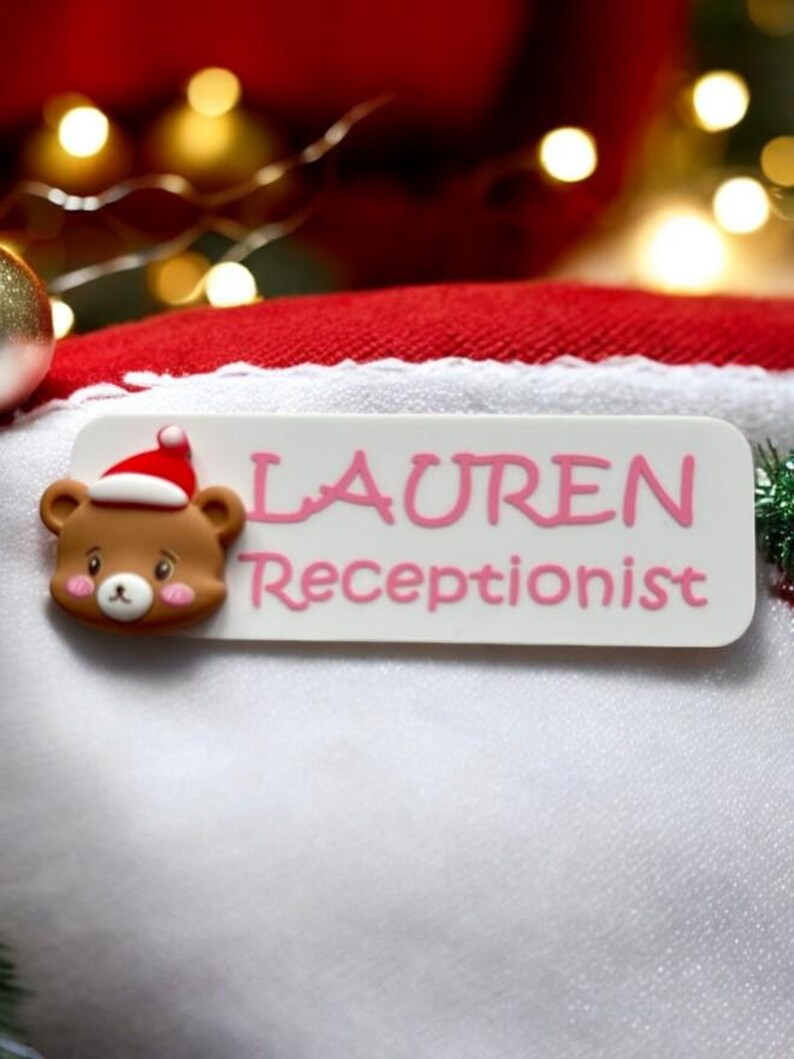 Adorable Resin Character Name Badges Perfect for Christmas Personalised