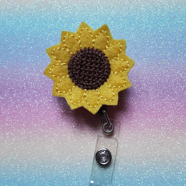 Yellow Sunflower Elasticated/Retractable Badge Reel Holder!   UK SELLER!