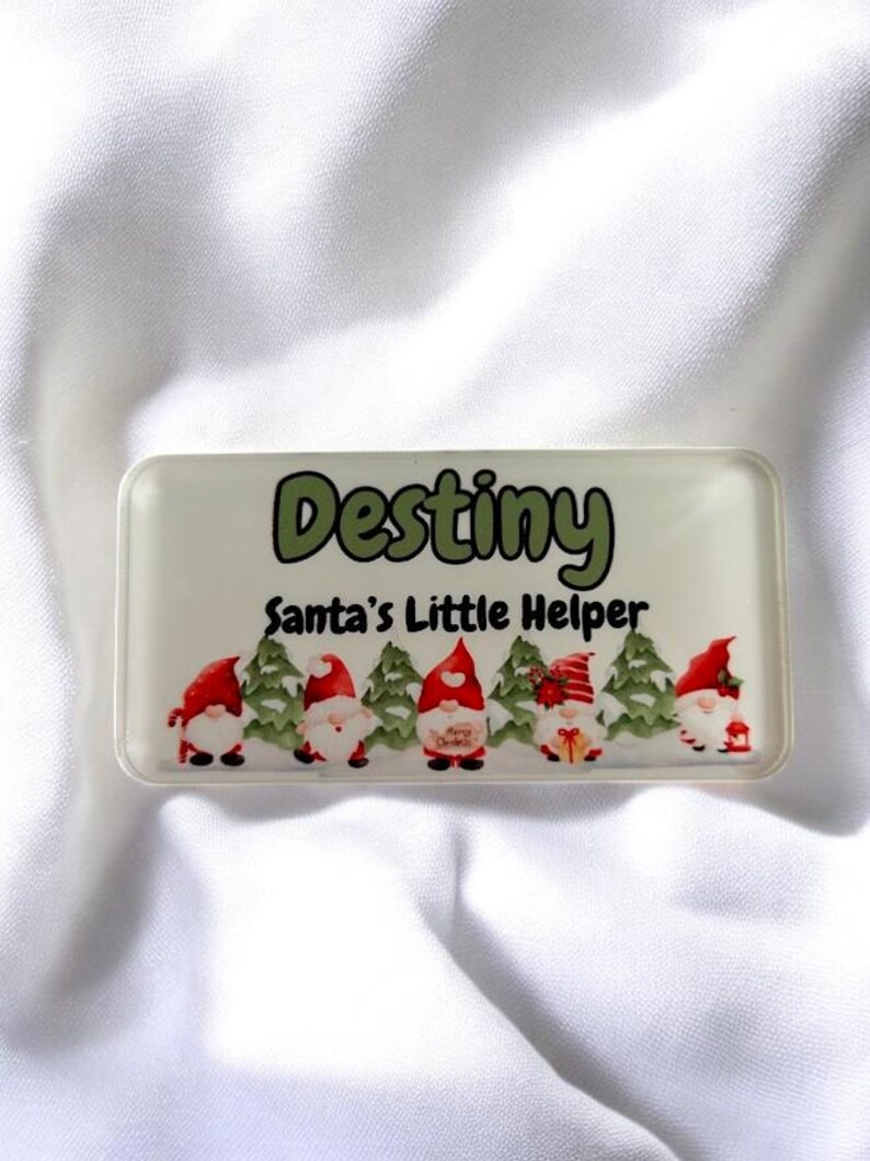 Christmas Gnome/gonk Printed Name Badge Personalised With Your Name And