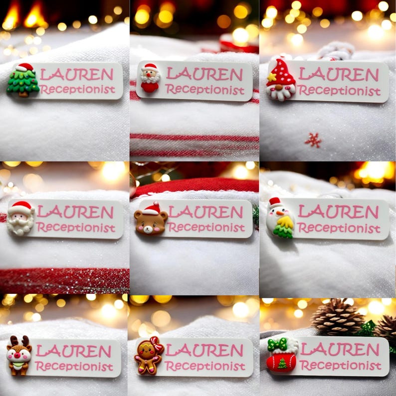 Adorable Resin Character Name Badge Perfect for Christmas Personalised