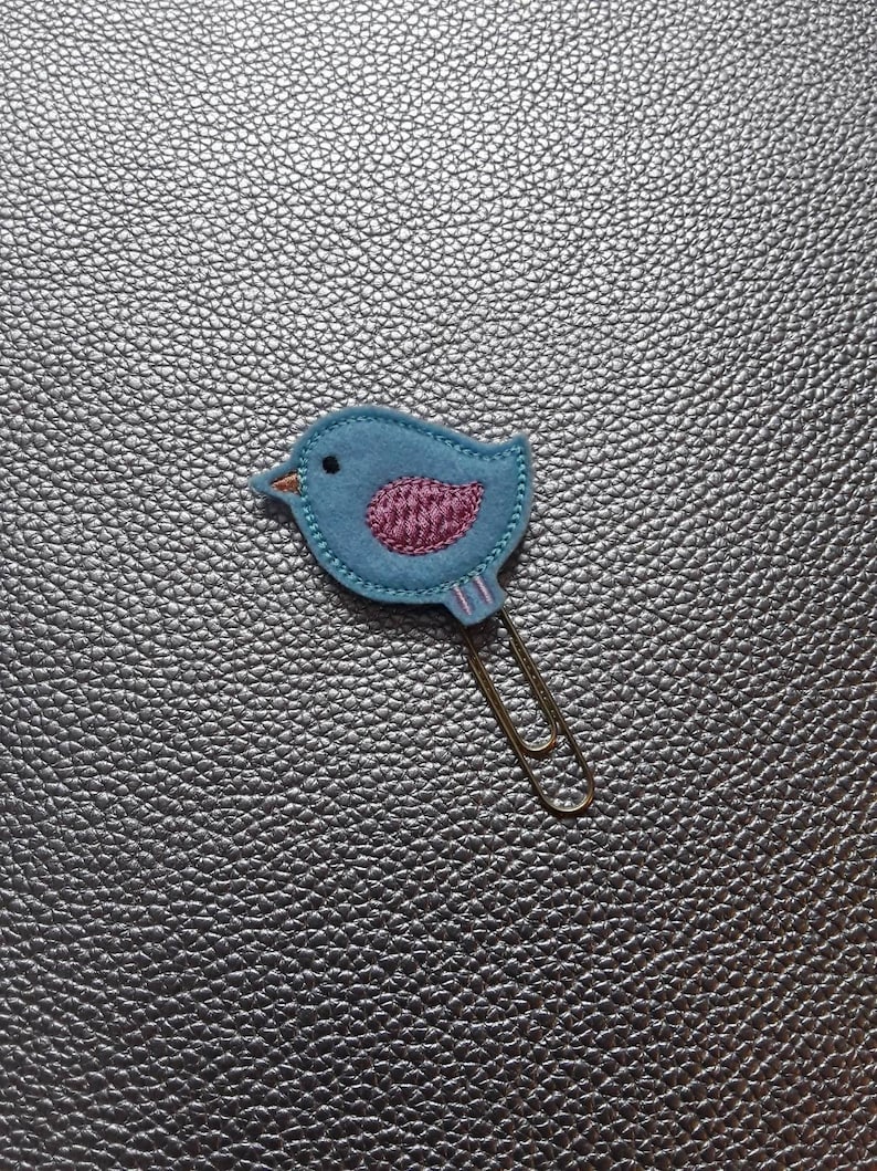 Beautiful Blue Bird Planner Bookmark. Planner Feltie Clip. Paperclip. Felt Clip. Planner Gifts. Stationery. UK SELLER image 1