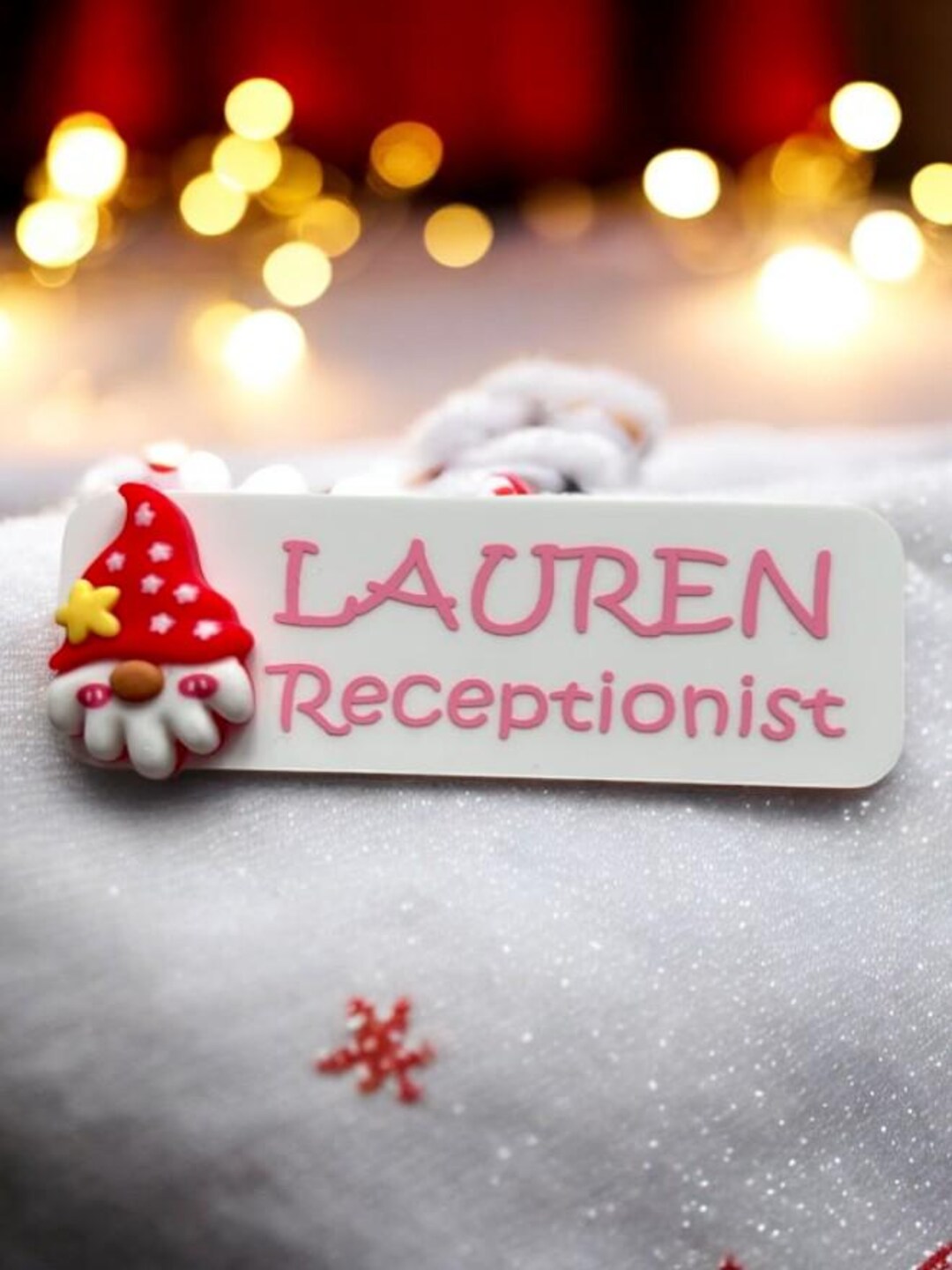 Adorable Resin Character Name Badge Perfect for Christmas Personalised