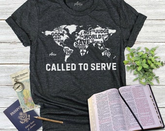 Kristna t-shirts - Kallad att tjäna | Kristen gåva, doppresent, missionärströja, missionärsgåva, missionsresa, religiös t-shirt