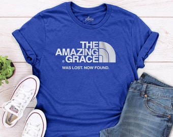 Geweldige Grace t-shirt | Christelijk geschenk, christelijke shirts, doopgeschenk, was verloren nu gevonden tshirt, grappig religieus t-shirt heren dames t-shirt