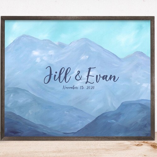 Wedding Guest Book Wall Art Print / Mountain Wedding Guest Etsy