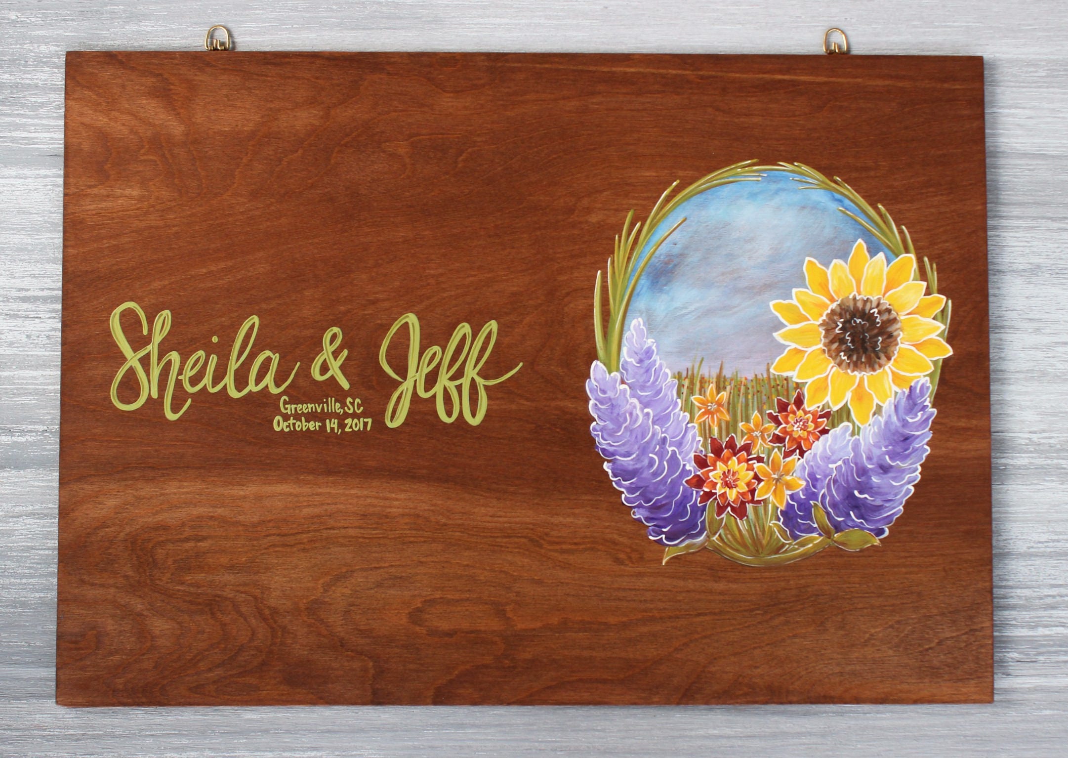 Sunflower Wedding Guest Book Alternative / Guest Book Wood Etsy