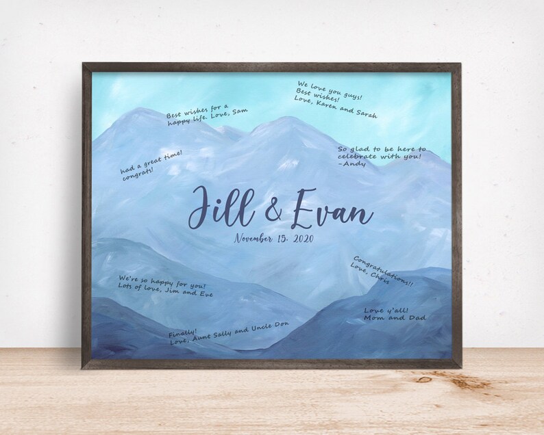 Wedding Guest Book Wall Art Print / Mountain Wedding Guest Etsy