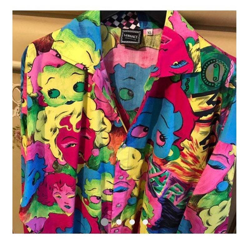 Sale \u2022 GIANNI VERSACE shirt by Gianni Versace shirt extremely rare Vintage Gianni Versace baroque betty boop prints very unique icon versace
