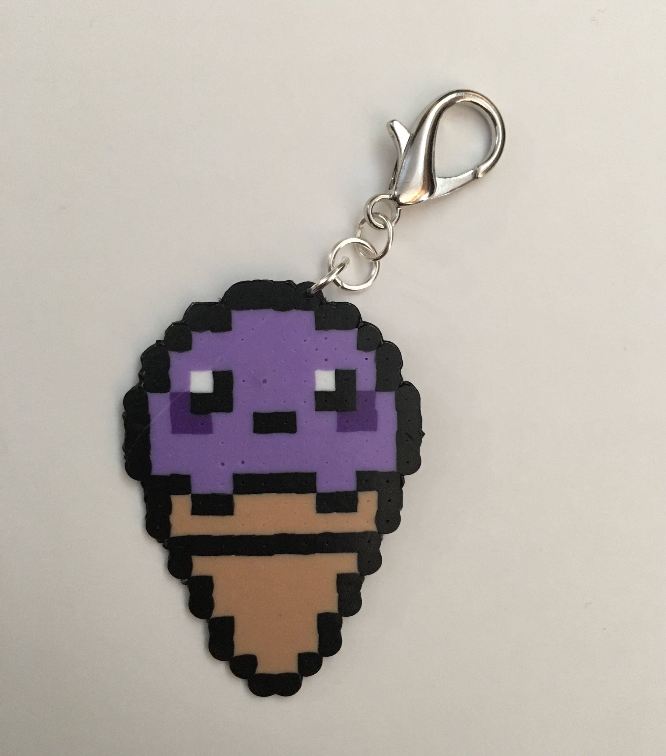 Ice Cream Cone Keychain Mini Perler beads | Etsy