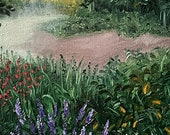 Small Original Oil Landscape Mist Rising from the Creek and Garden-Belize 5x7