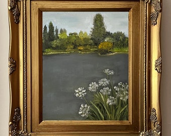 Original Oil Painting: Pond Landscape 8x10