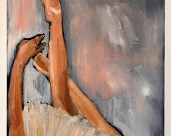 Modernist Abstract Oil Portrait of Ballet Dancer- Legs and Tutu on 8x10 Stretched Canvas