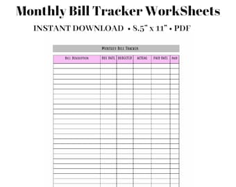 Foglio di lavoro per il monitoraggio delle fatture mensili / Monitoraggio dei pagamenti in PDF / Inserto per il budget / 8,5 x 11 / Happy Planner / DOWNLOAD IMMEDIATO / Monitoraggio delle carte di credito