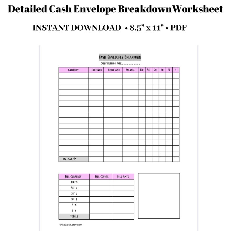 cash-envelope-breakdown-worksheet-cash-stuffing-spending-etsy