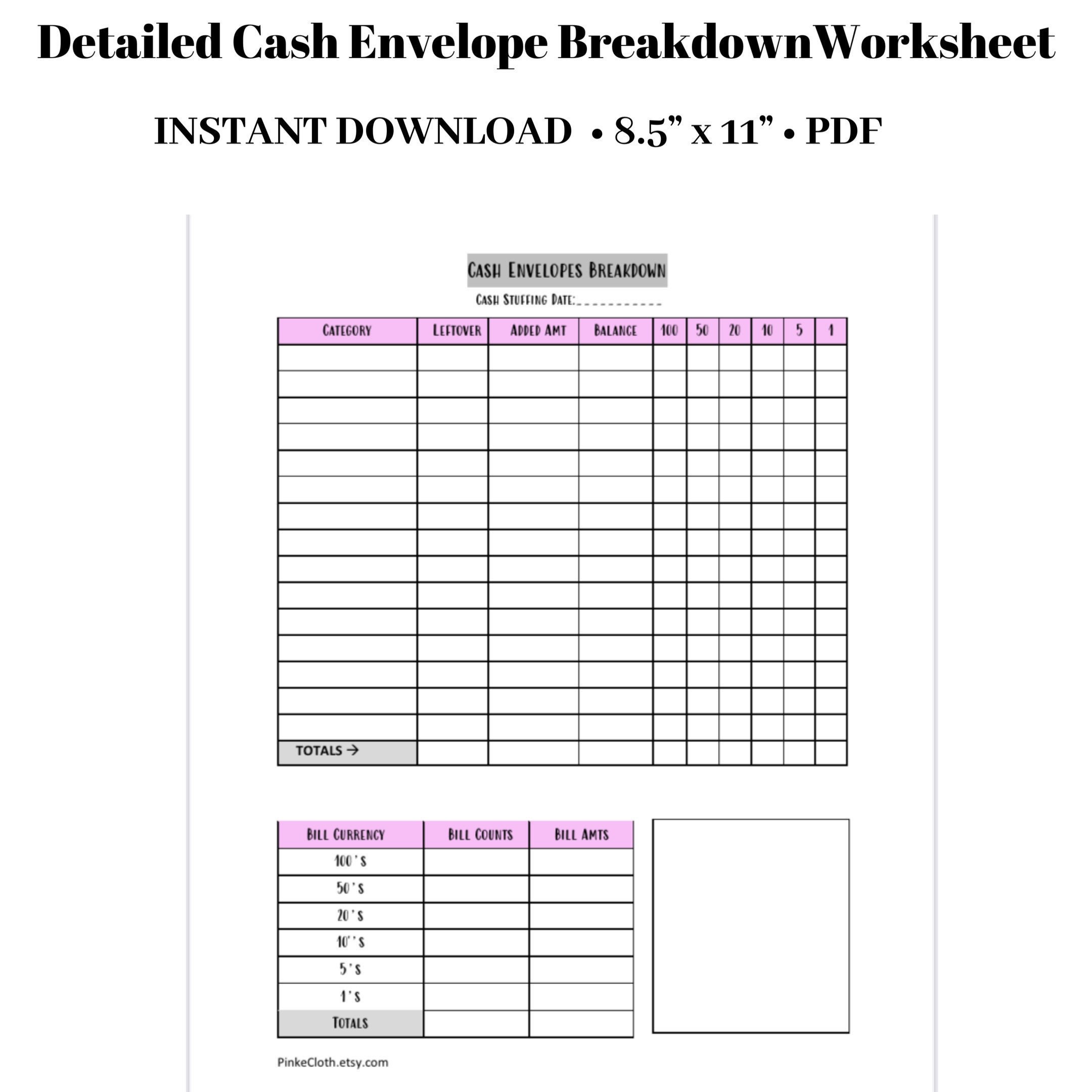cash-envelope-breakdown-worksheet-cash-stuffing-spending-etsy-uk