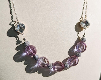 Lilac Table-cut Czech Glass Necklace