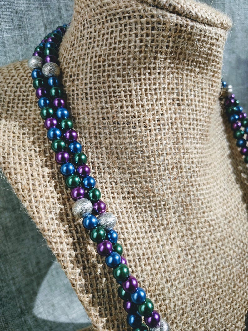 Multi-colored Glass Pearl Necklace image 2