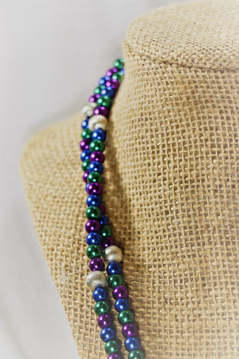 Multi-colored Glass Pearl Necklace image 10