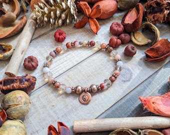 Glass & Gemstone Yoga Bracelets with Charms | Stretch Beaded Bracelet | Jasper, Agate, Moonstone, Quartz | Meditation Jewelry