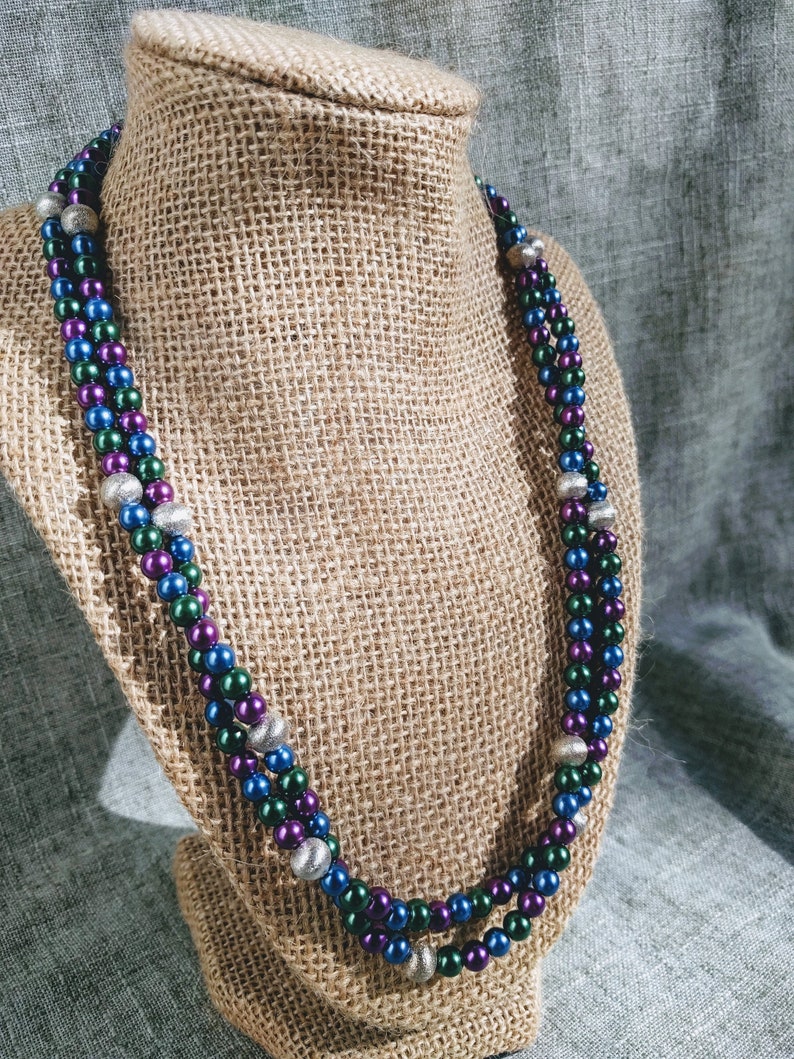 Multi-colored Glass Pearl Necklace image 1