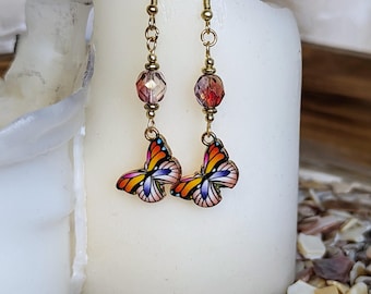 Orange Butterfly Earrings