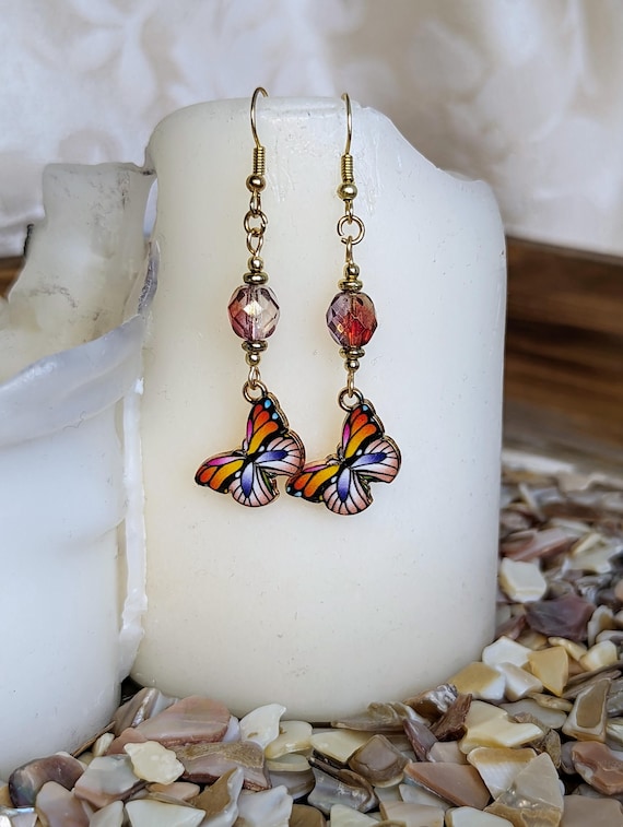 Orange Butterfly Earrings